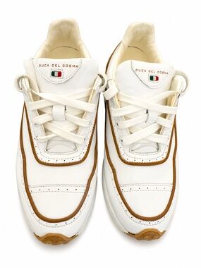 Duca del Cosma Womens Leather Spikeless Golf Shoes White/Brown US 7 EU 37